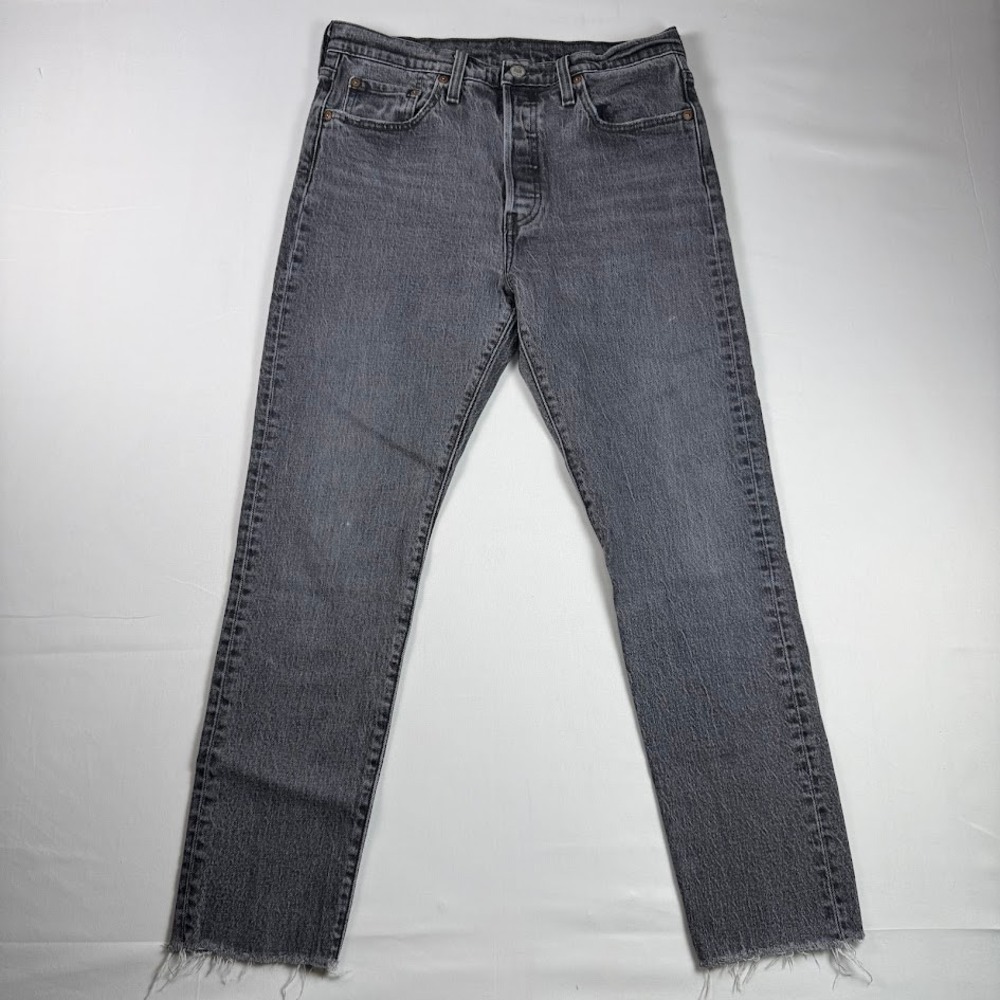 Levis 501‎ Original Skinny Jeans Gray Charcoal Raw Hem Button Fly Size 29
